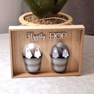 Hippity Hop Bunny Wall Decor - Gray and White